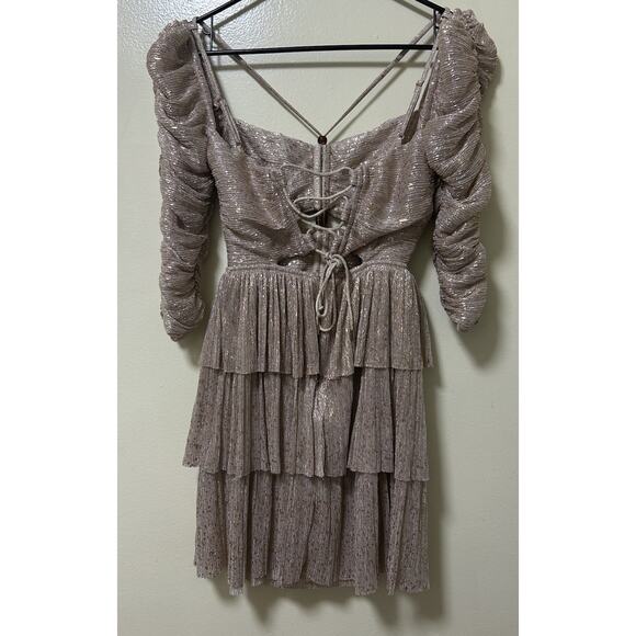 Sabina Musayev Liberty Layla Cutout Metallic Gold Party Cocktail Dress-Size XS - Picture 6 of 10